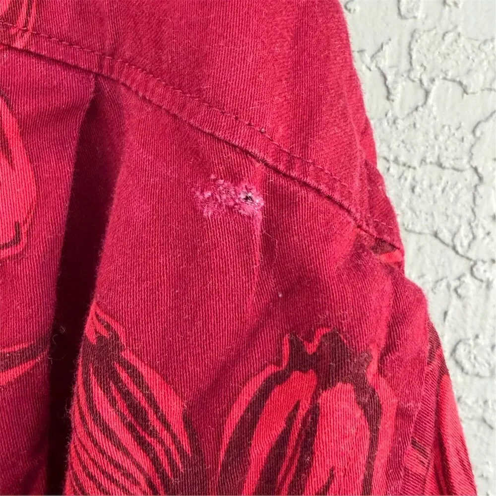 Chiliwear Florida State XL Red Floral Hawaiian Shirt Vintage Tropical Casual